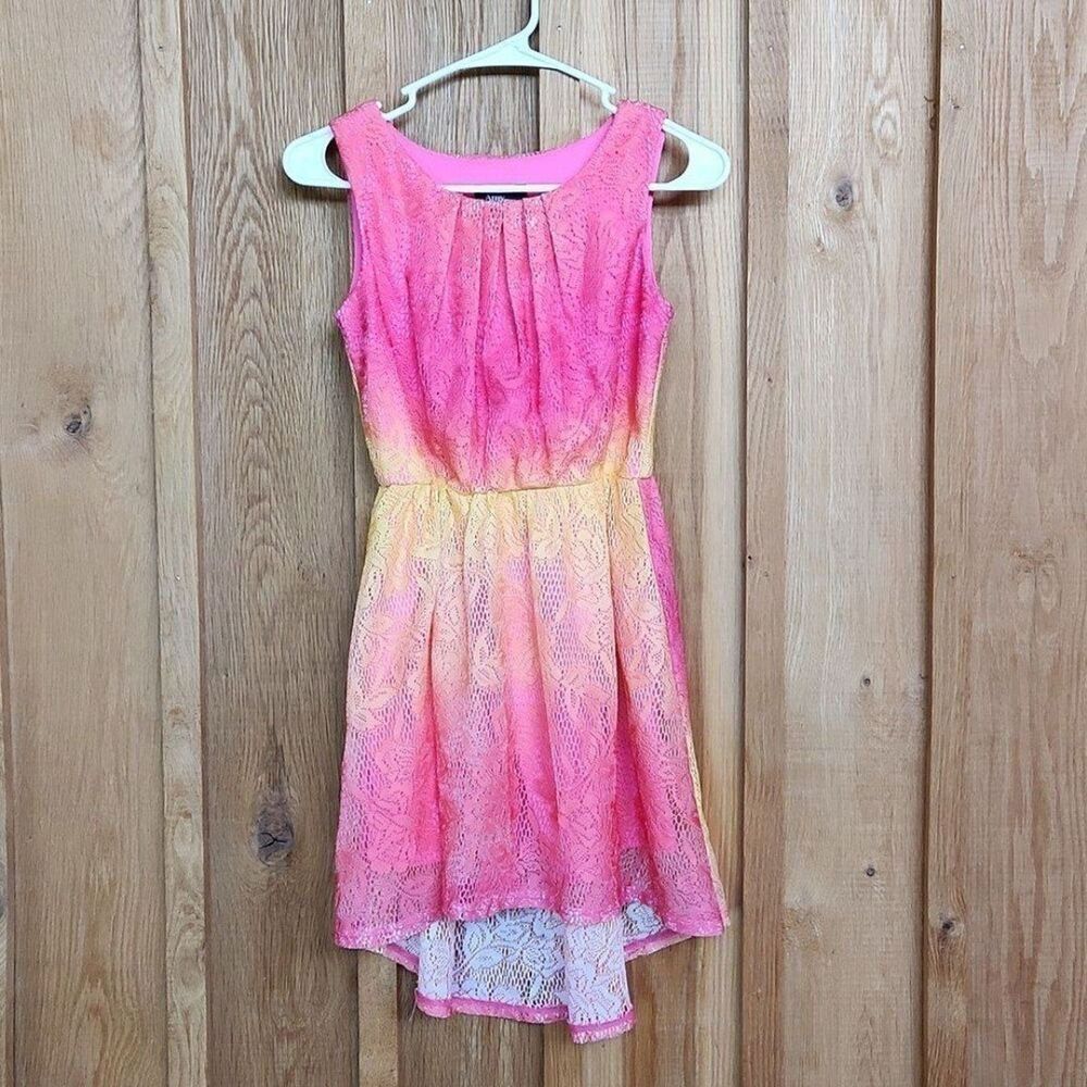 Amy Wear Sleeveless Knee Length Party Dress, Girls 14, Pink & Yellow Floral
